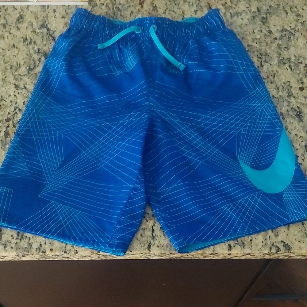 Nike Aqua Blue Patterned Swim Shorts